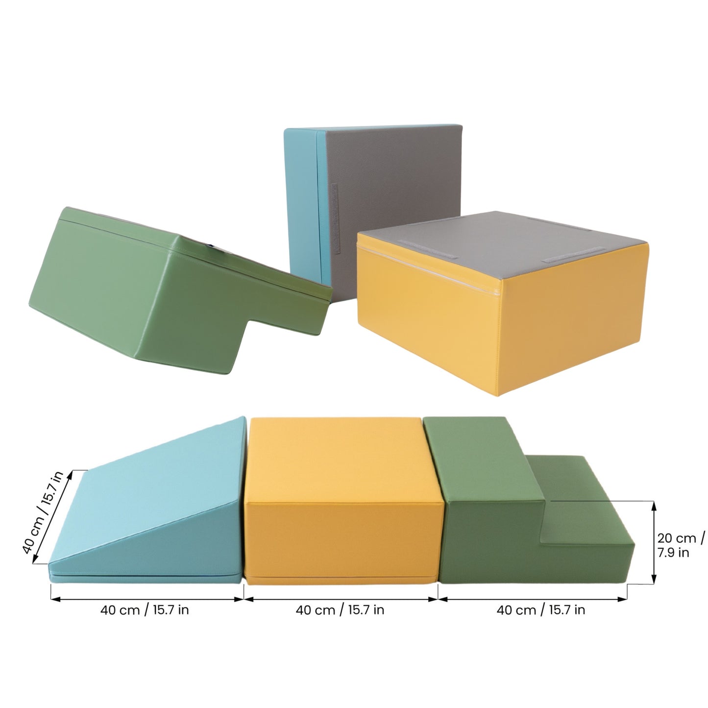Soft Play 3 Foam Block Set - Pastel Turquoise Mini Climbie