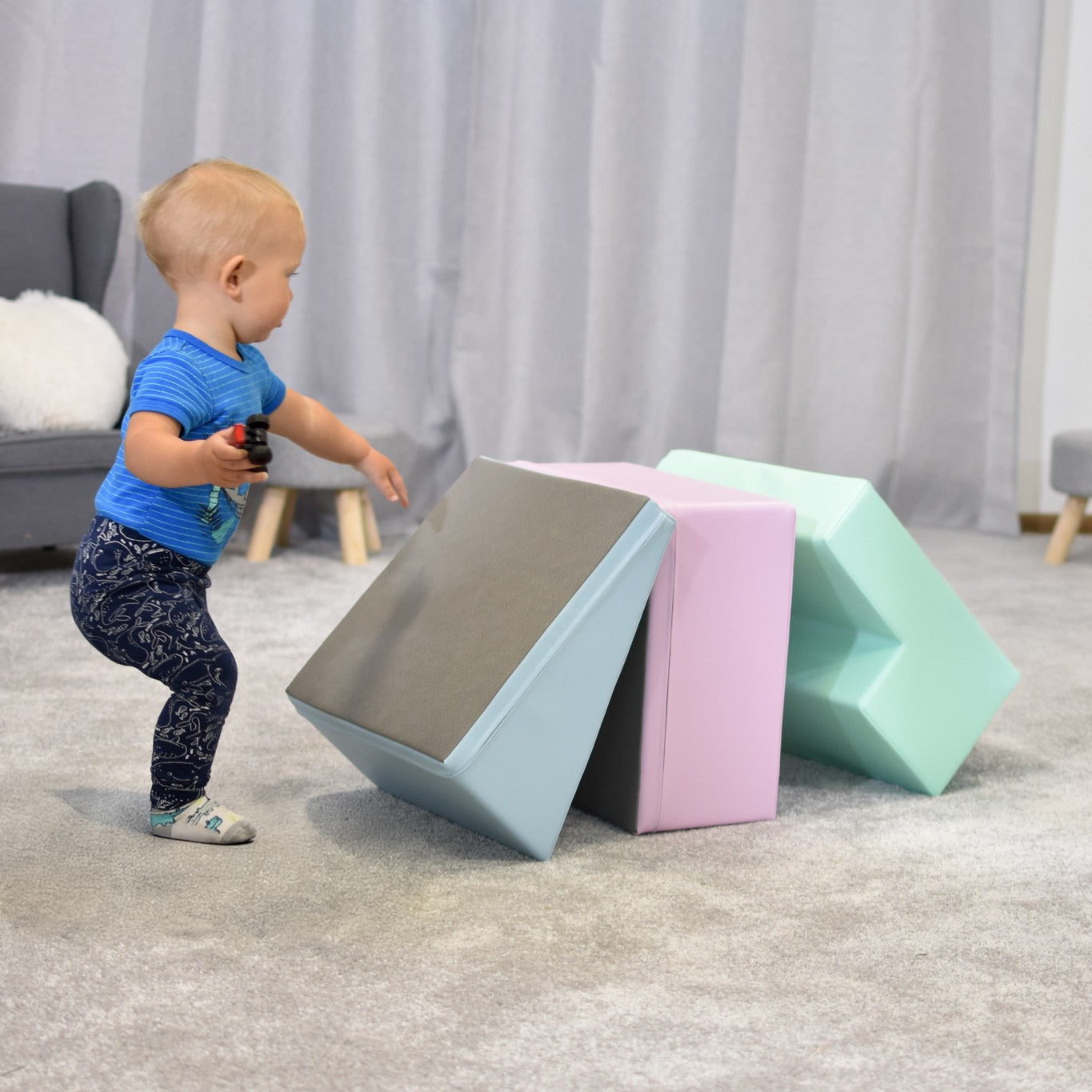 Soft Play 3 Foam Block Set - Soft Pastel Mini Climbie