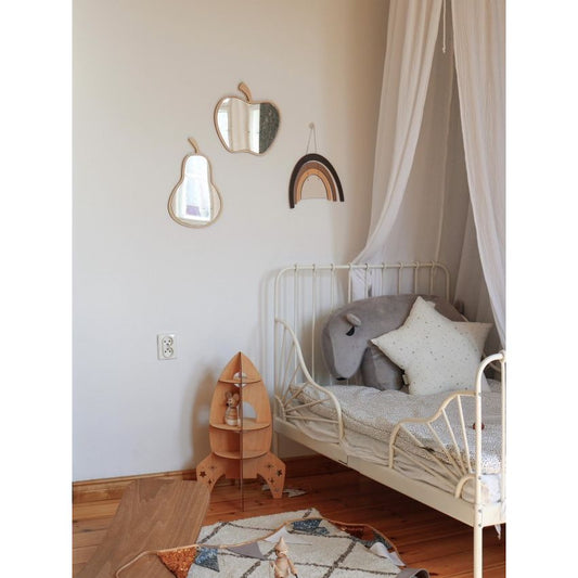 Kids Room Apple Mirror – Child-Friendly Acrylic & Wood