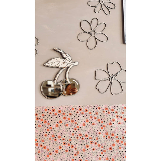Kids Room Cherry Mirror – Child-Friendly Acrylic & Wood