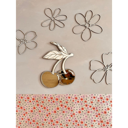Kids Room Cherry Mirror – Child-Friendly Acrylic & Wood