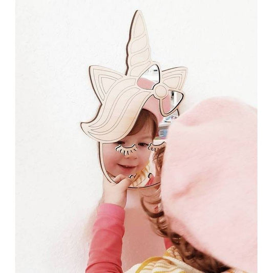 Kids Room Unicorn Mirror – Child-Friendly Acrylic & Wood