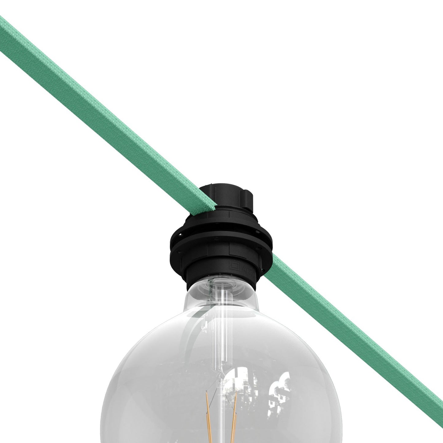 Kaksoisholkki musta termoplastinen E27 lampun pidikesarja lampunvarjostimelle
