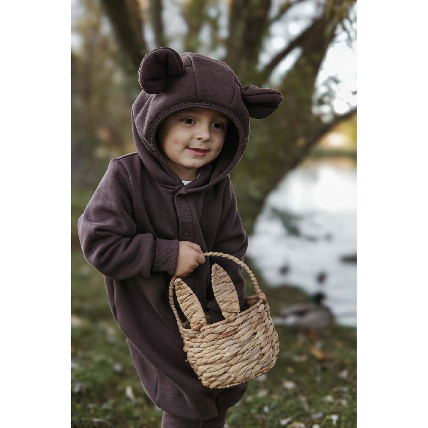 Eared Jumpsuit for Babies and Kids - Chocolate