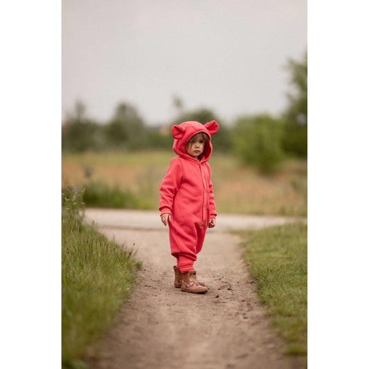 Eared Jumpsuit for Babies and Kids - Coral