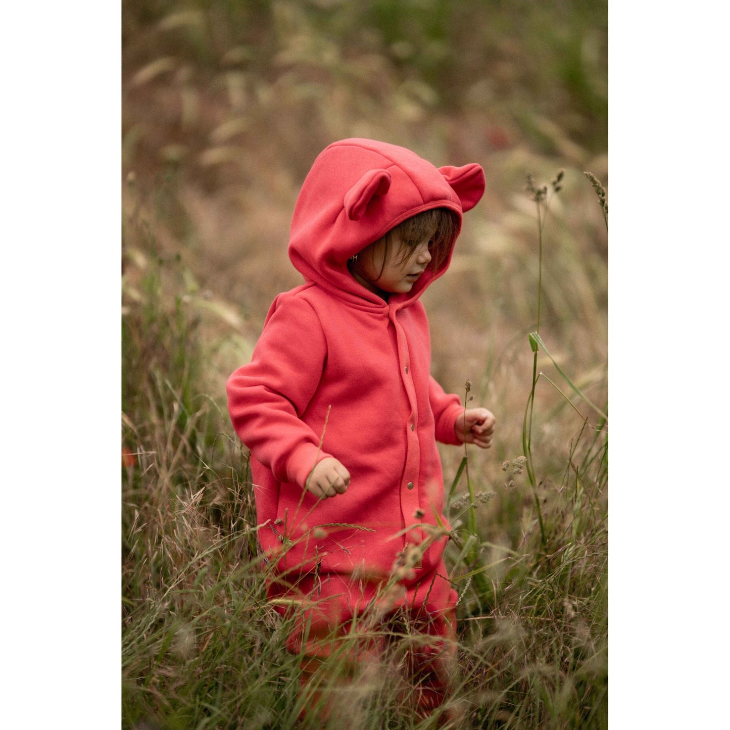 Eared Jumpsuit for Babies and Kids - Coral