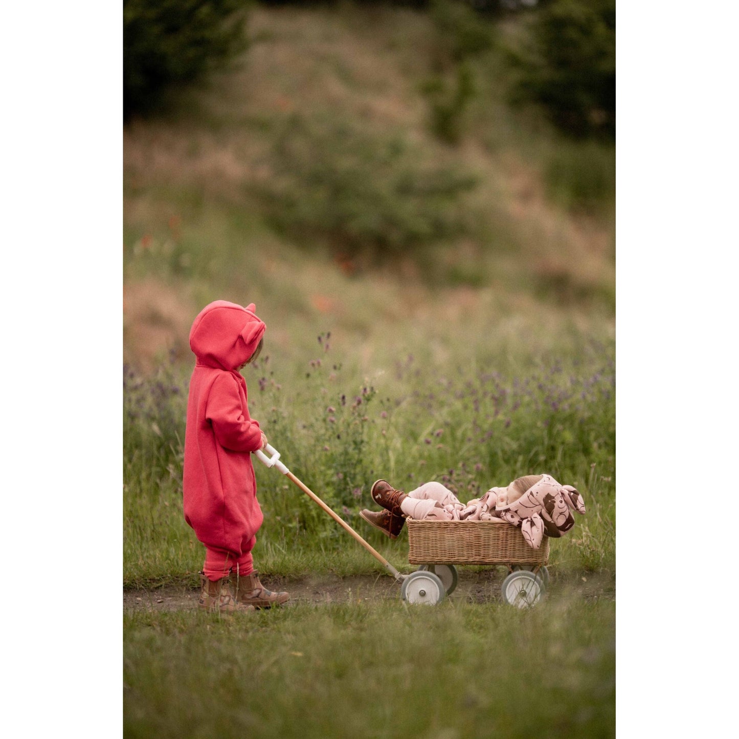 Eared Jumpsuit for Babies and Kids - Coral