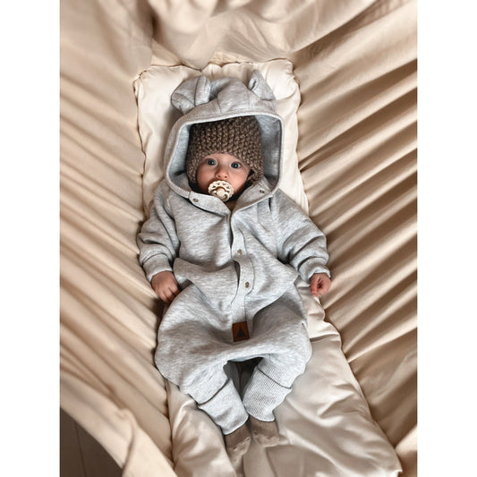 Eared Jumpsuit for Babies and Kids - Melange Grey