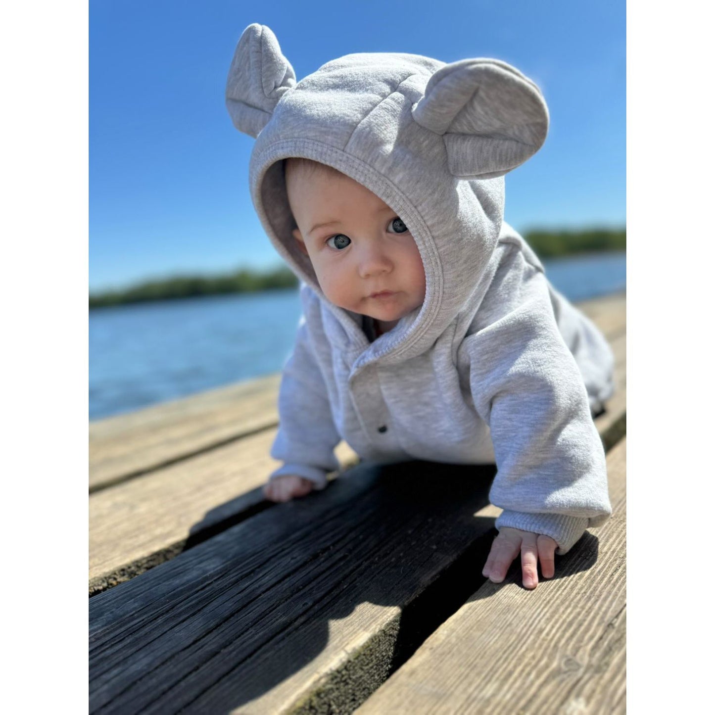 Eared Jumpsuit for Babies and Kids - Melange Grey