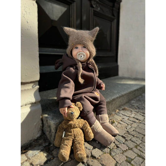Eared Jumpsuit for Babies and Kids - Chocolate