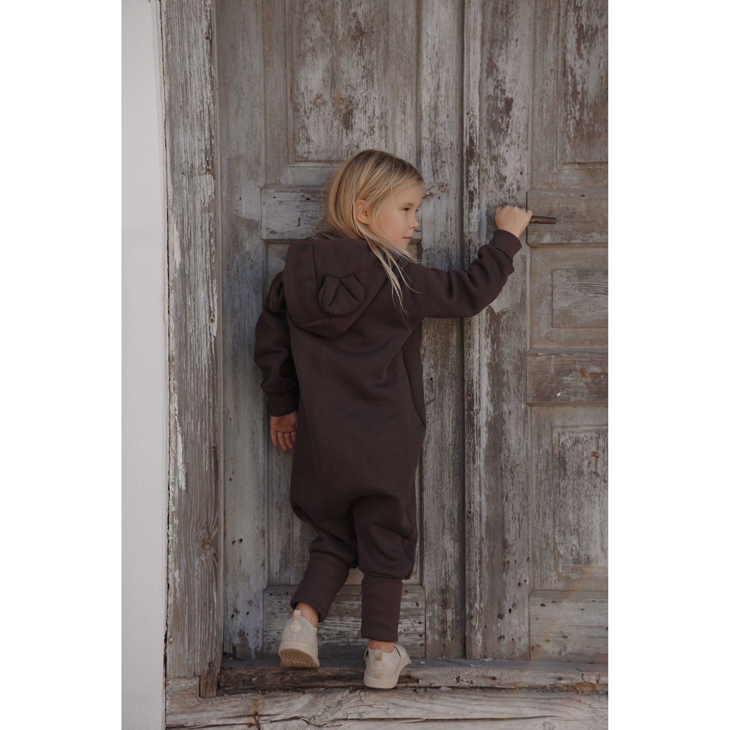 Eared Jumpsuit for Babies and Kids - Chocolate