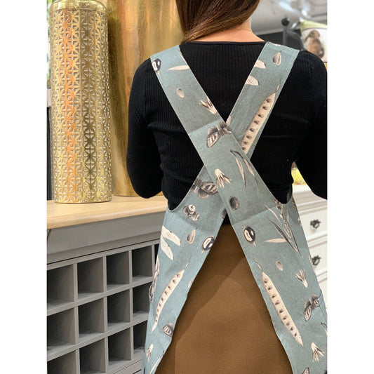 Ladies' Apron With Crossed Straps - Seeds Aqua