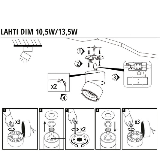 2x9W 3000K LAHTI MINI LED-kattovalaisin valkoinen 1050lm CRI90, himmennettävä
