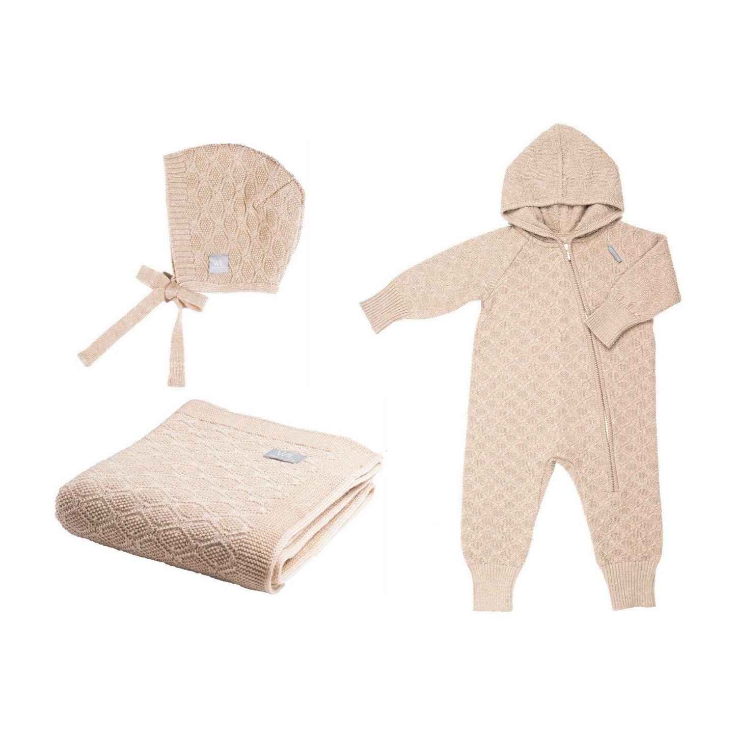 HAPPINESS Gift Set For Baby - Blanket, Romper and Bonnet