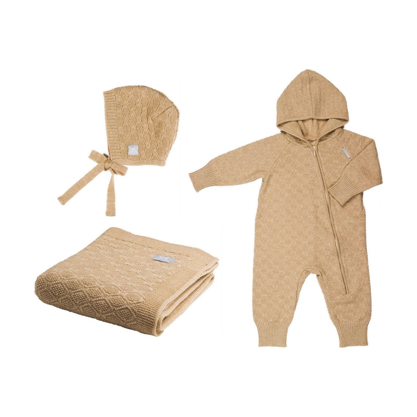 HAPPINESS Gift Set For Baby - Blanket, Romper and Bonnet