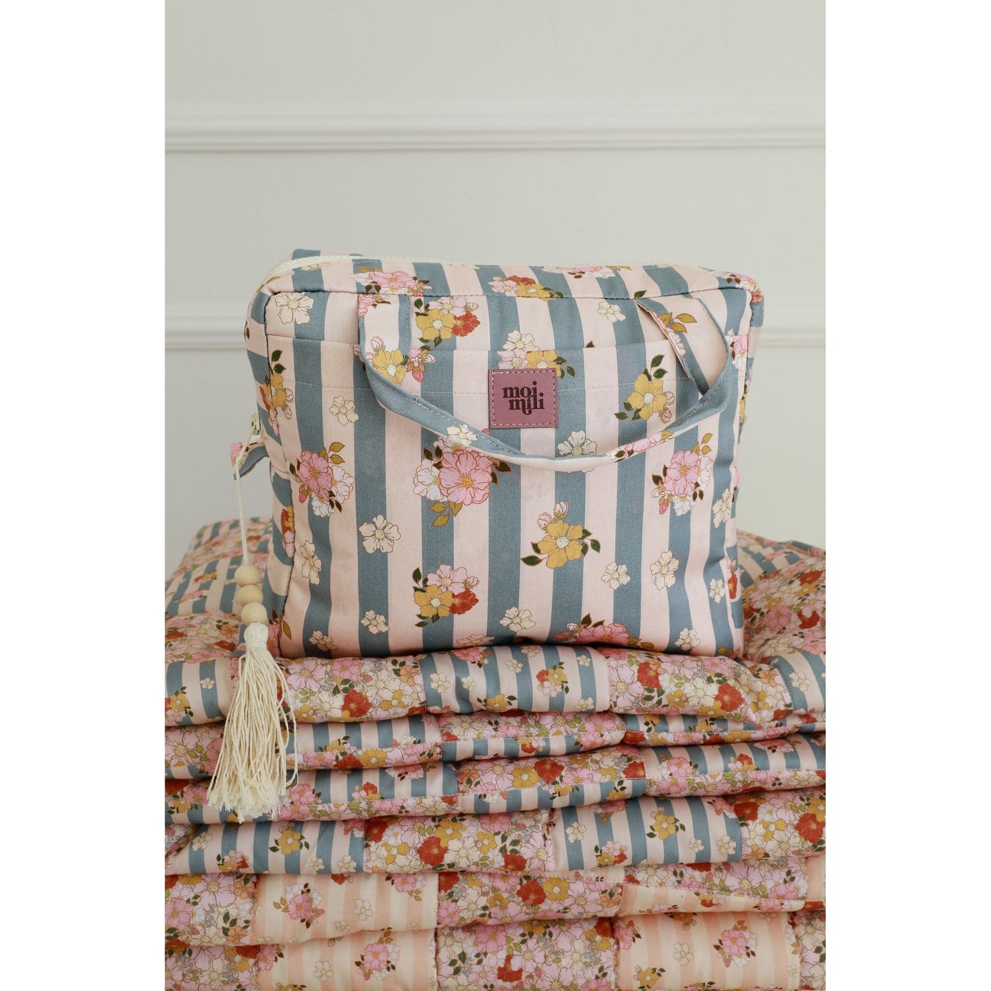 Large Make-Up Bag - Blue Stripes
