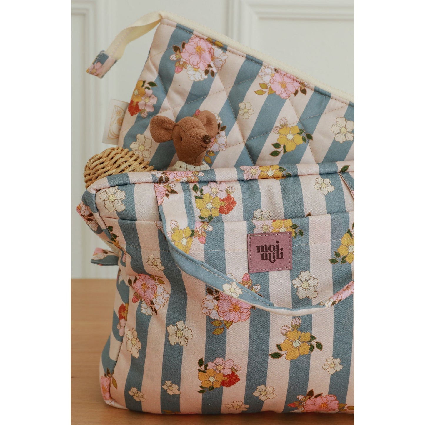 Large Make-Up Bag - Blue Stripes
