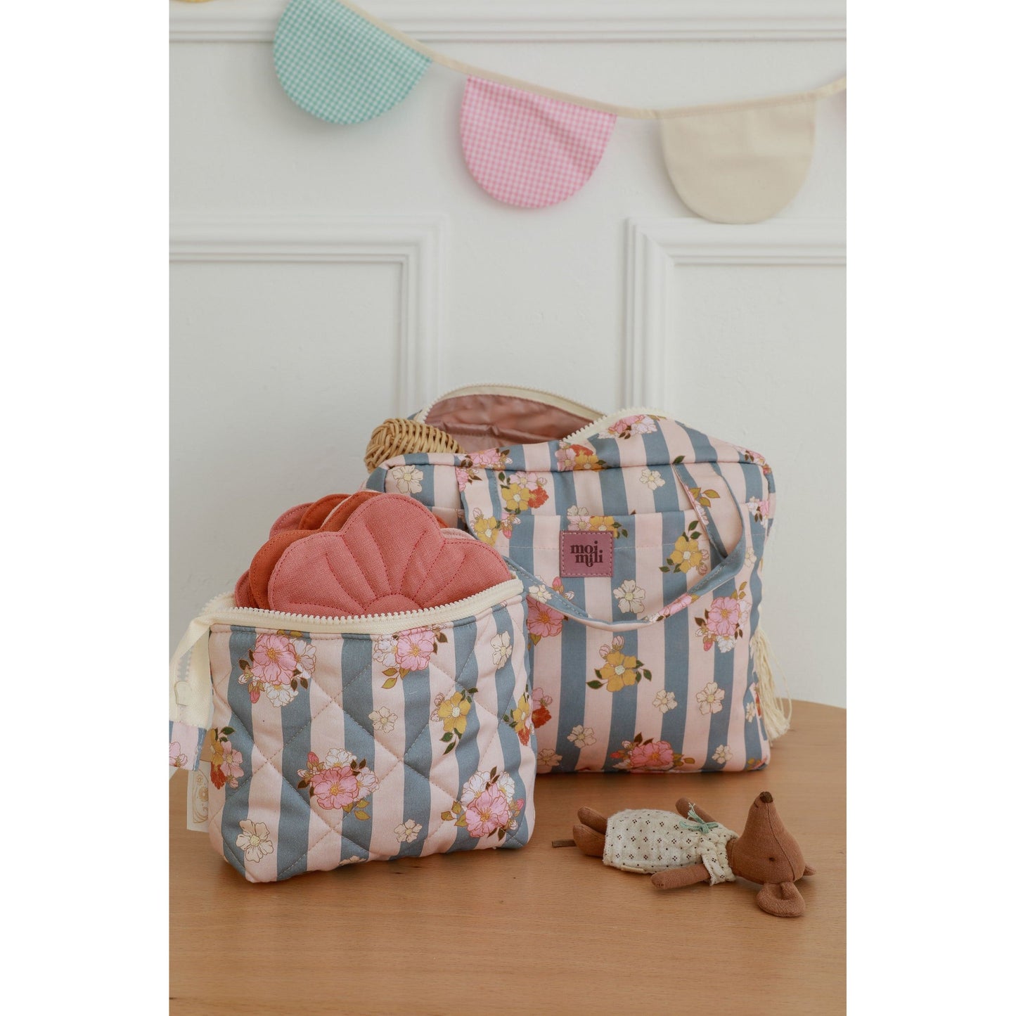 Large Make-Up Bag - Blue Stripes