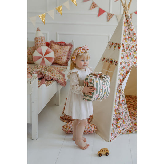 Large Make-Up Bag - Green Striped