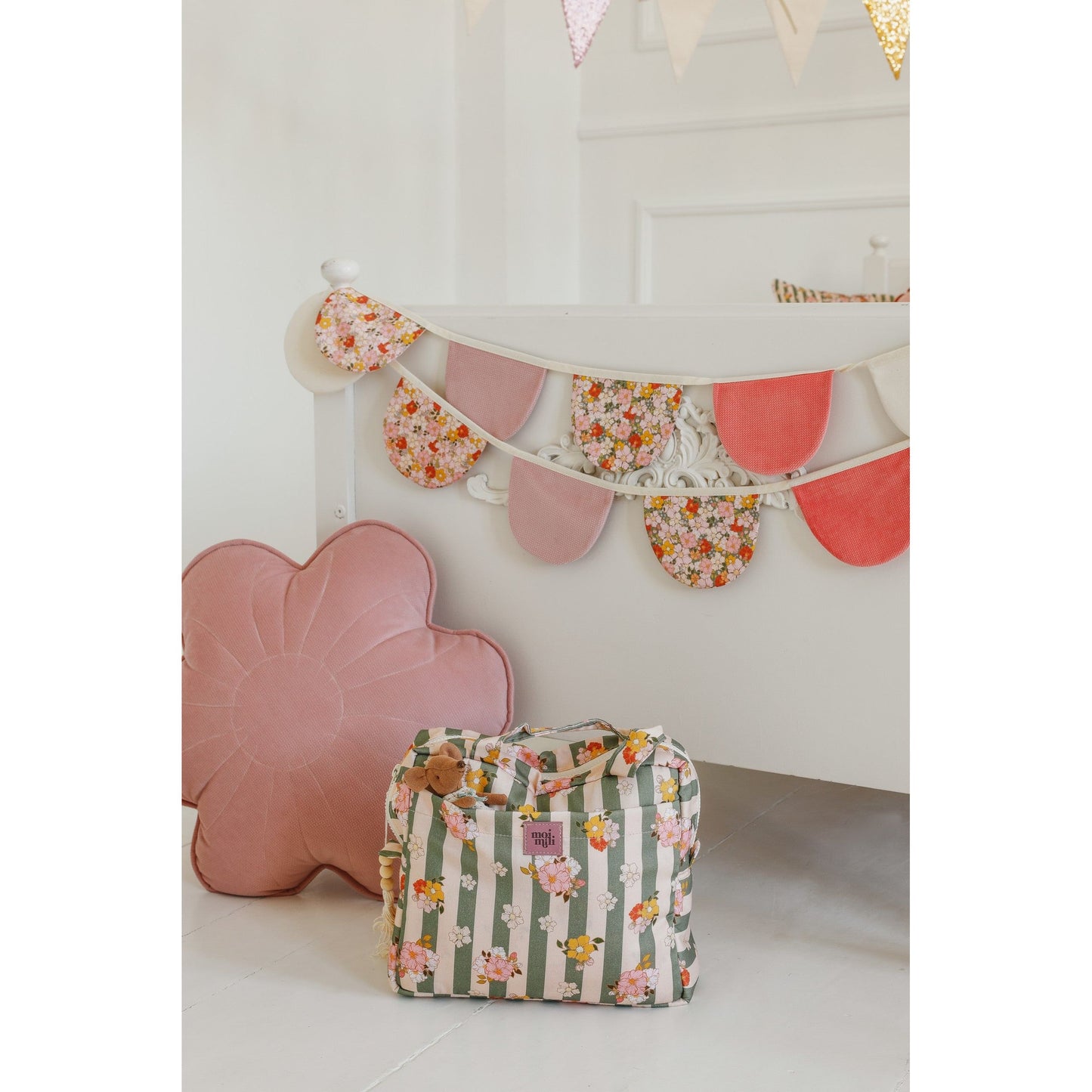 Large Make-Up Bag - Green Striped