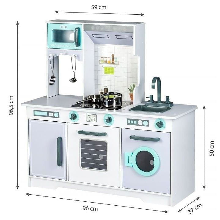 Large Wooden Play Kitchen with Accessories