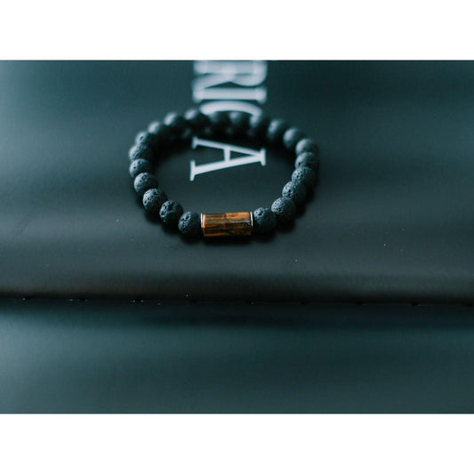 Lava Bracelet with 8mm Tiger Eye for Men