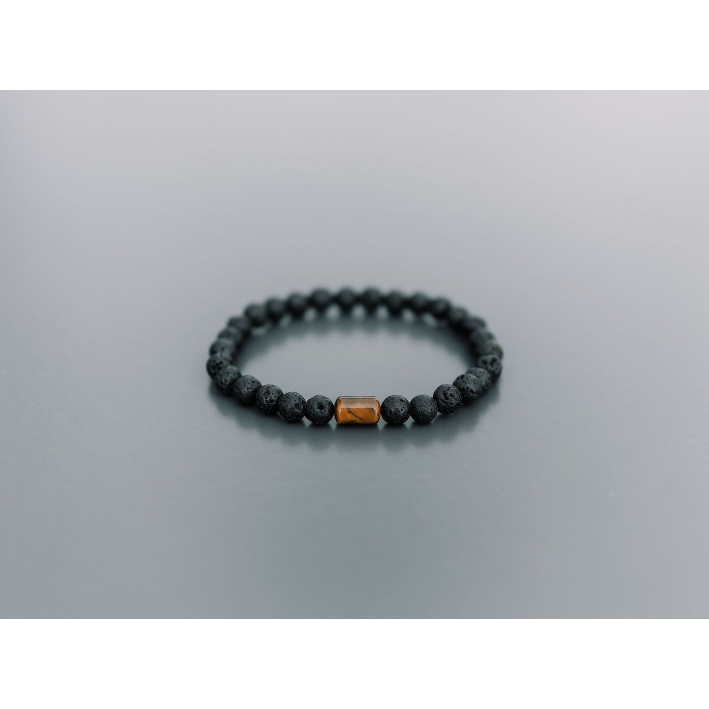 Lava Bracelet with 6mm Tiger Eye for Men