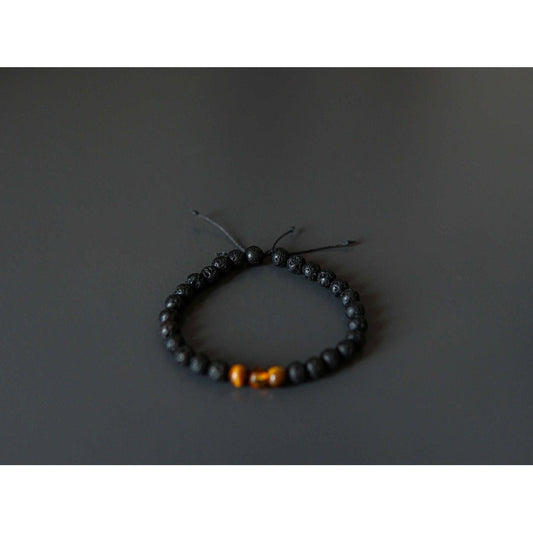 Lava Stone Bracelet with Amber and Tiger Eye