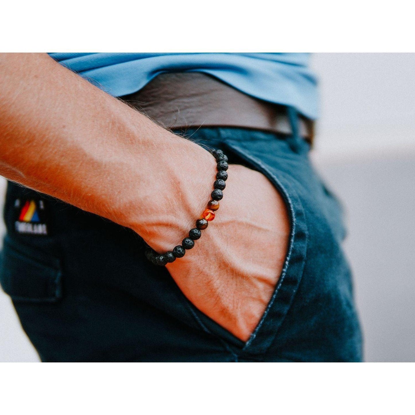 Lava Stone Bracelet with Amber and Tiger Eye