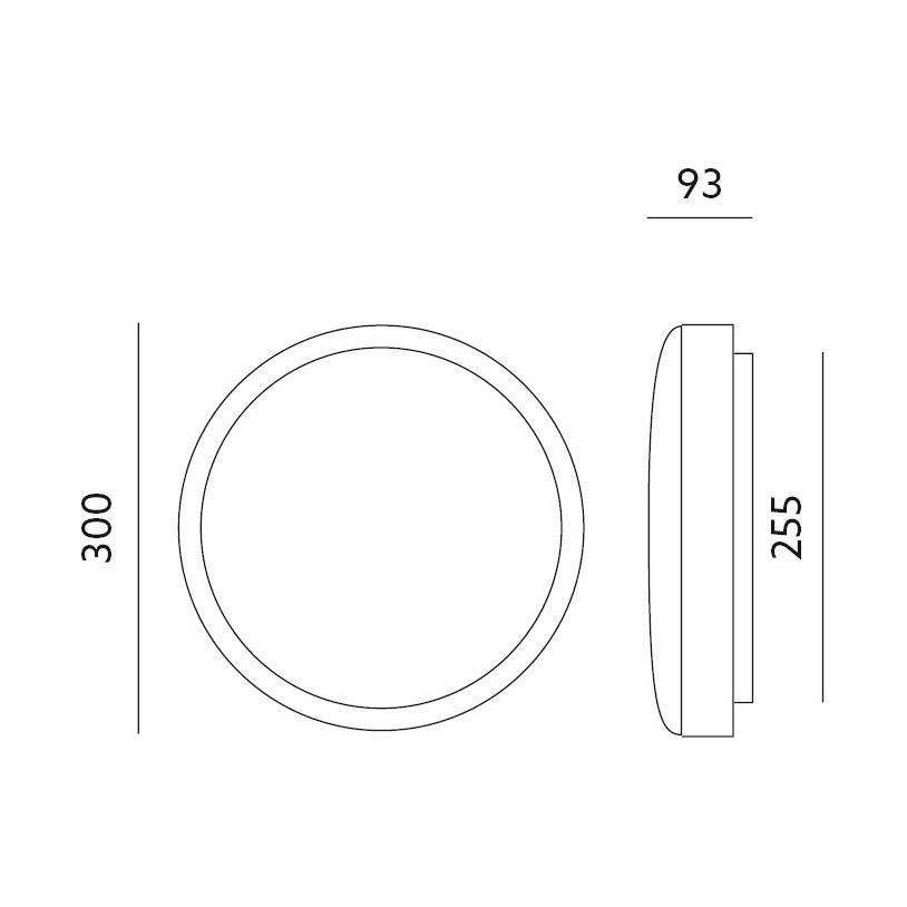 LED-kattovalaisin 18W DEFENDER 4000K Ø300mm 1800lm IP66 IK10