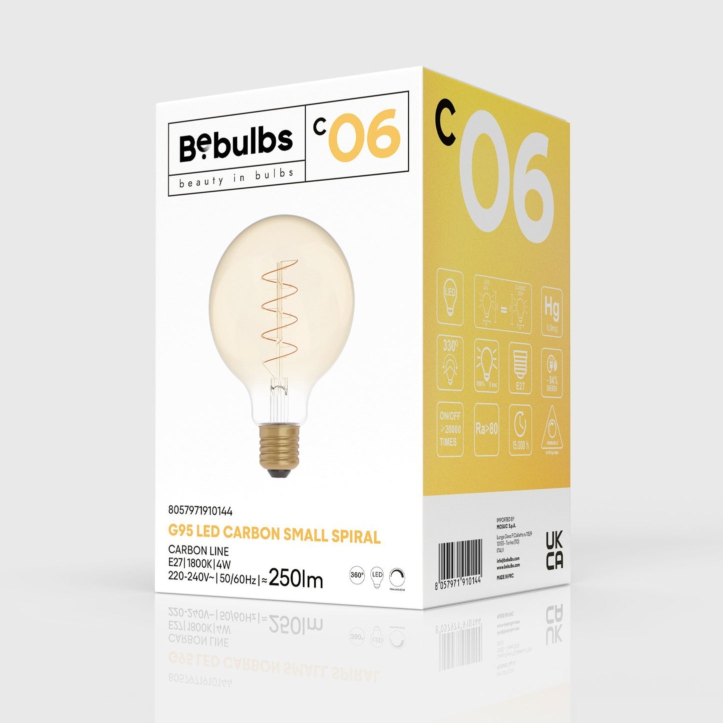 LED kultainen hehkulamppu Globe G95 4W 250Lm E27 1800K Himmennettävä - C06