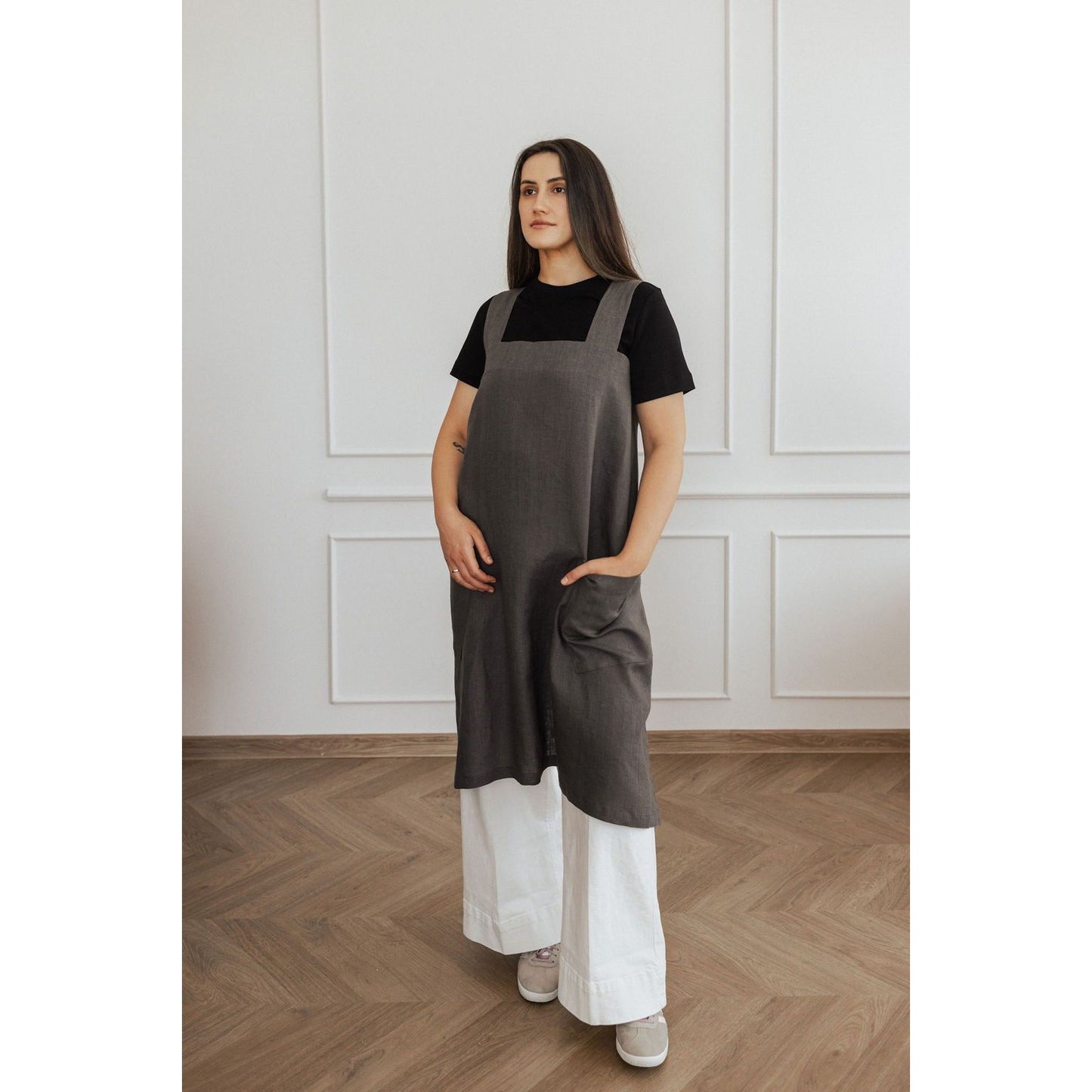 Linen Crossed Back Apron