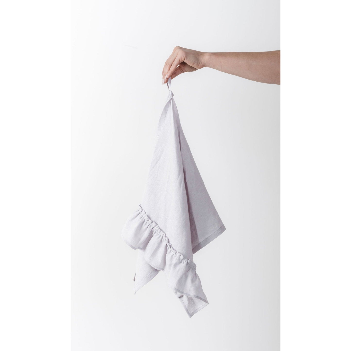 Linen Kitchen Towel With Ruffles