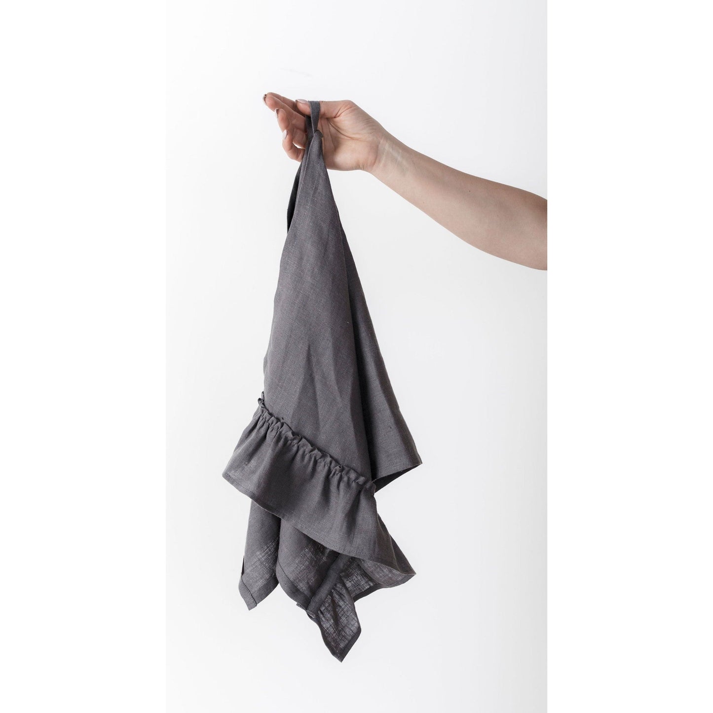 Linen Kitchen Towel With Ruffles