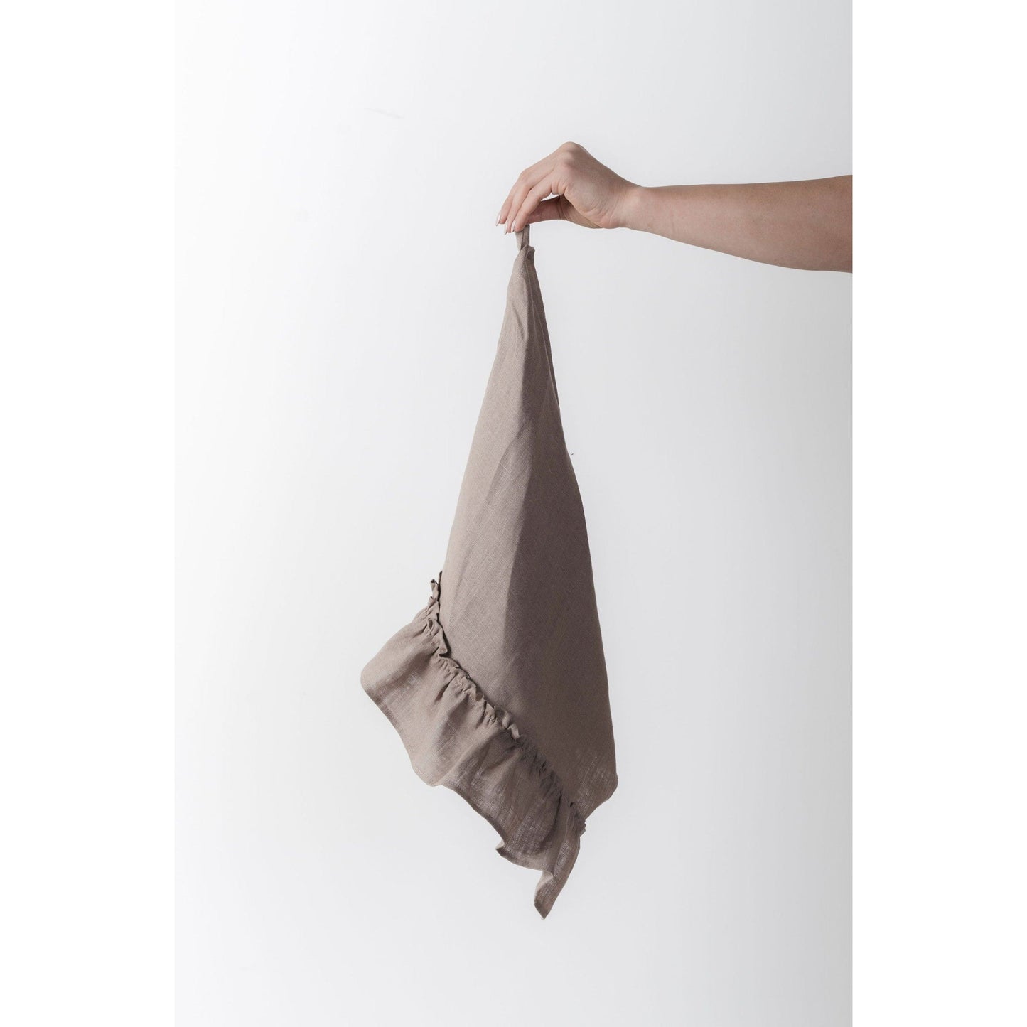 Linen Kitchen Towel With Ruffles
