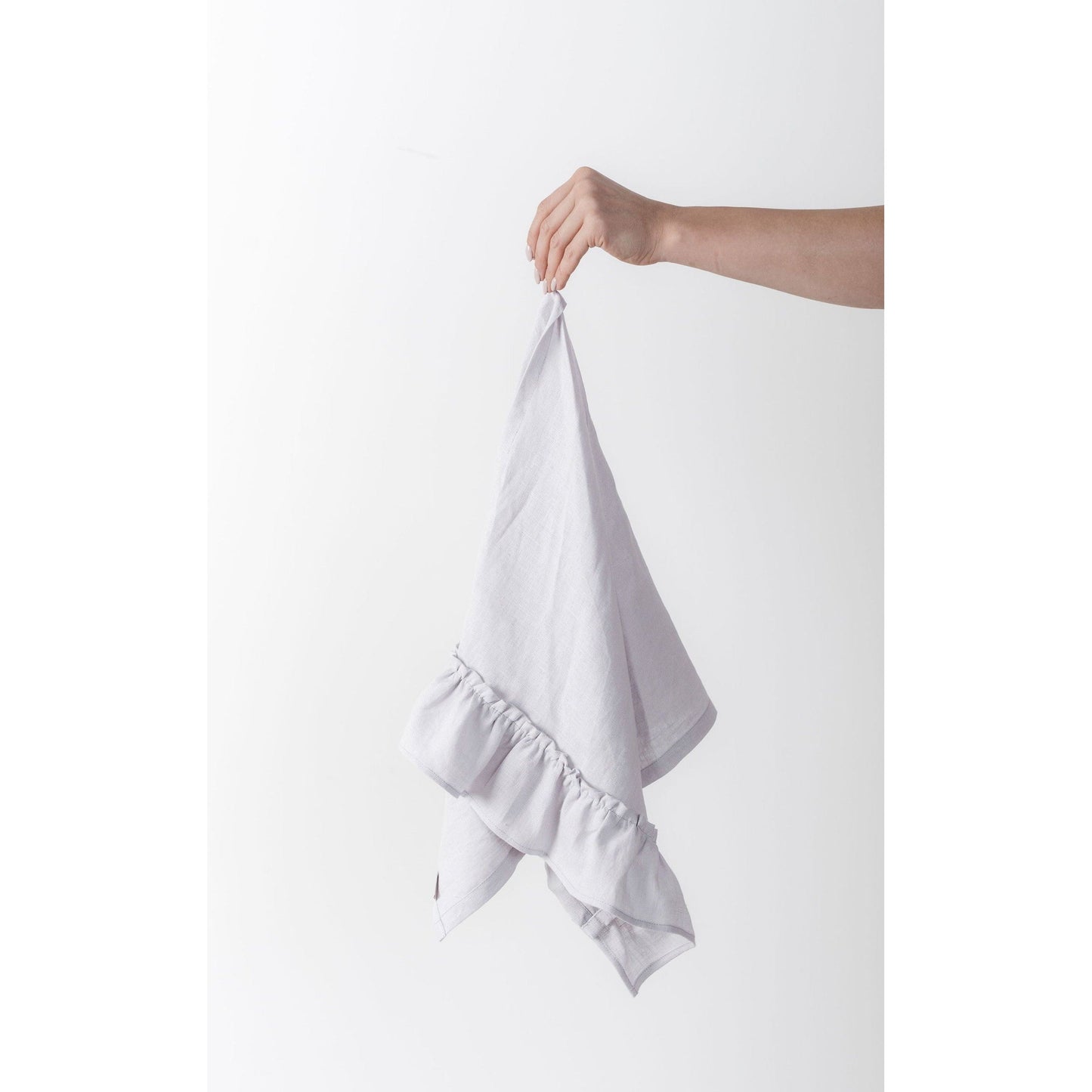 Linen Kitchen Towel With Ruffles