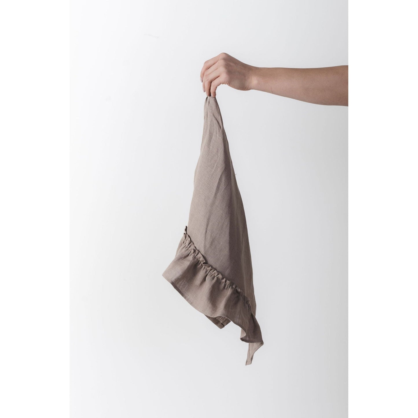 Linen Kitchen Towel With Ruffles