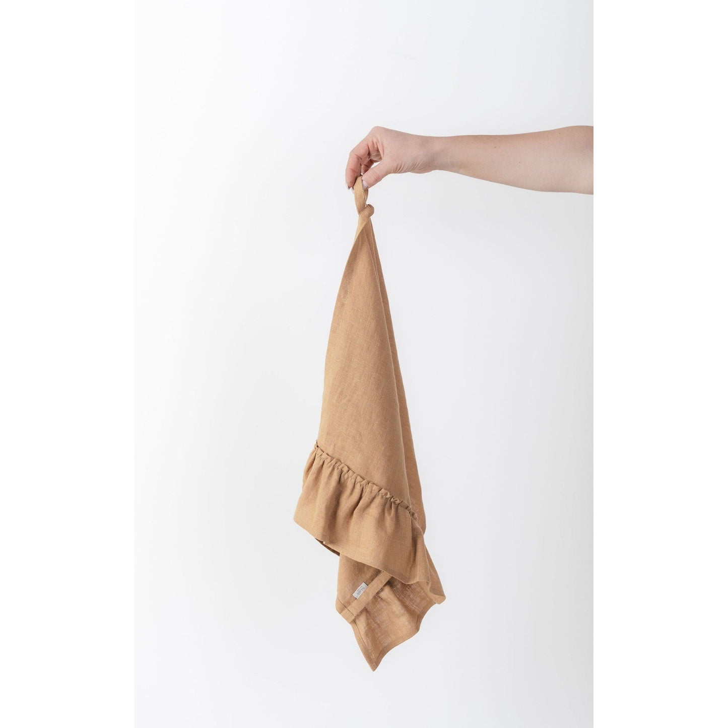 Linen Kitchen Towel With Ruffles