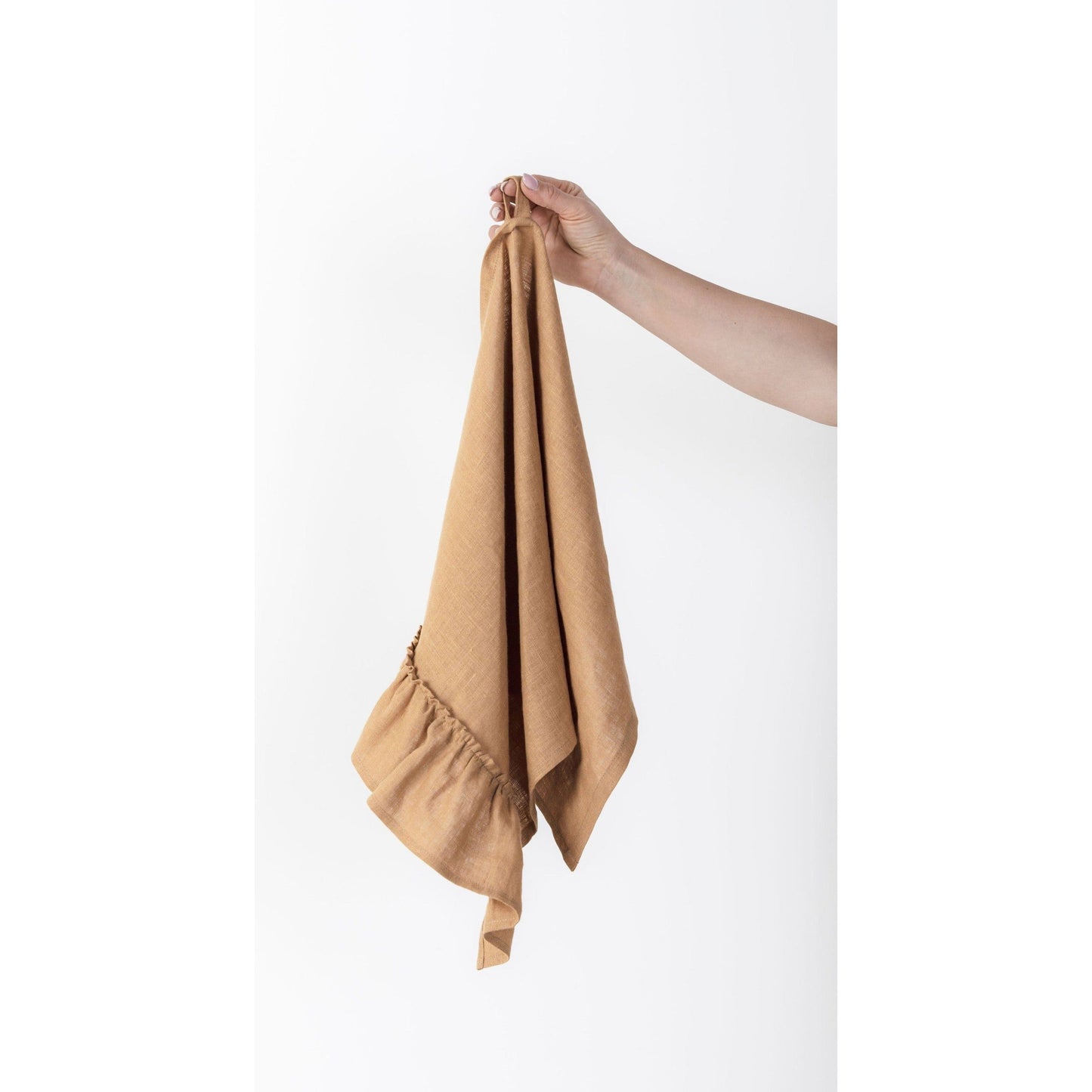 Linen Kitchen Towel With Ruffles