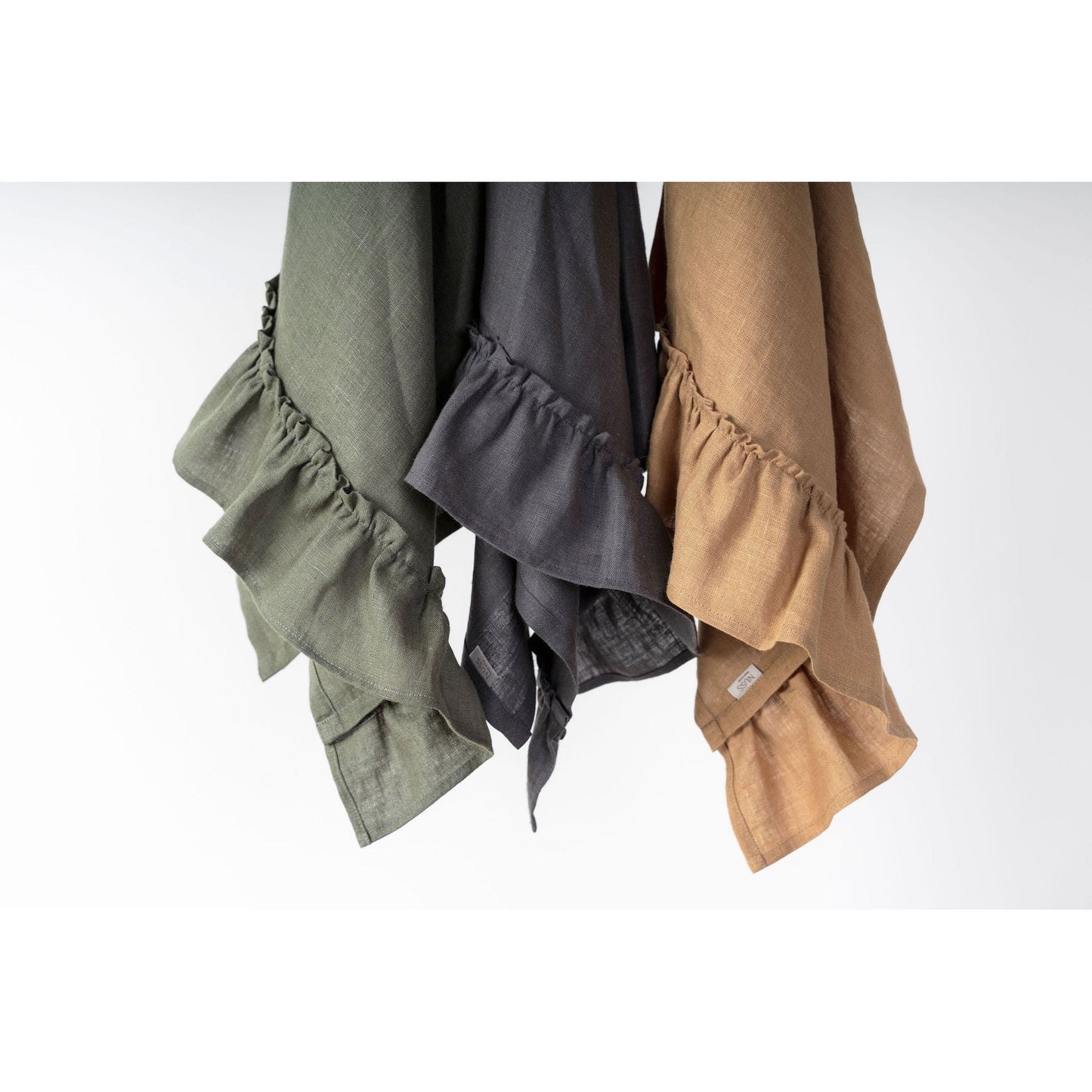 Linen Kitchen Towel With Ruffles
