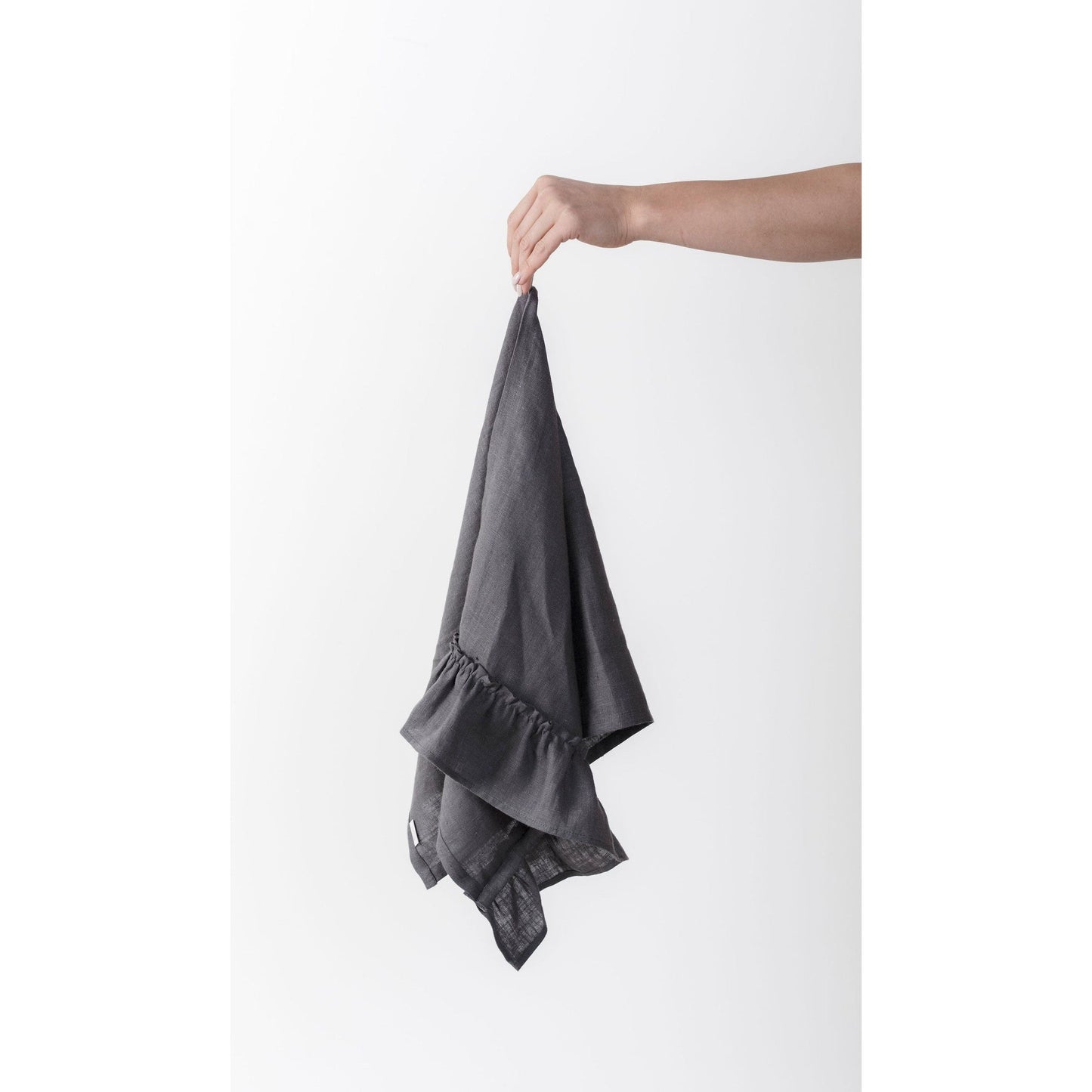 Linen Kitchen Towel With Ruffles