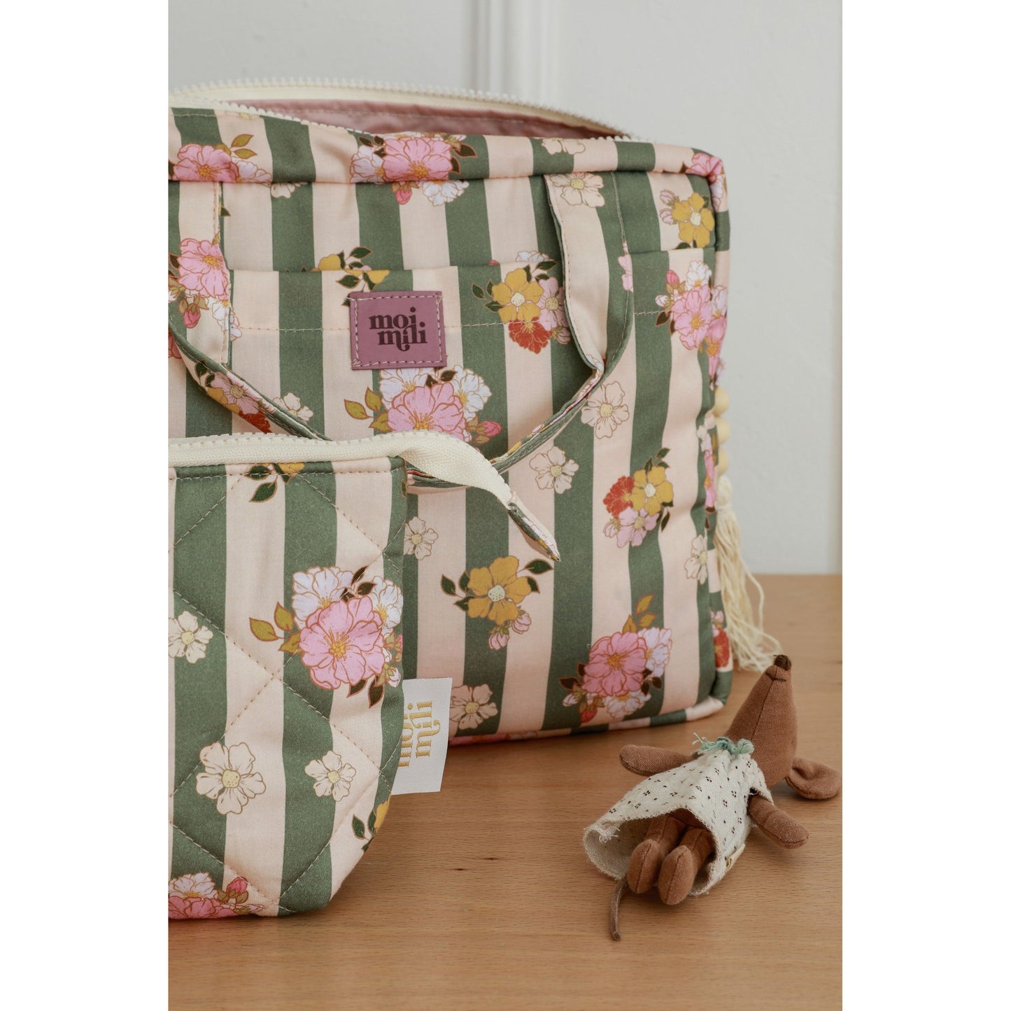 Make-Up Bag Set of 2 - Green Striped