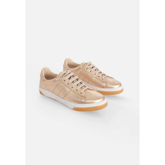 Women's Leather Sneakers - Metallic Golden
