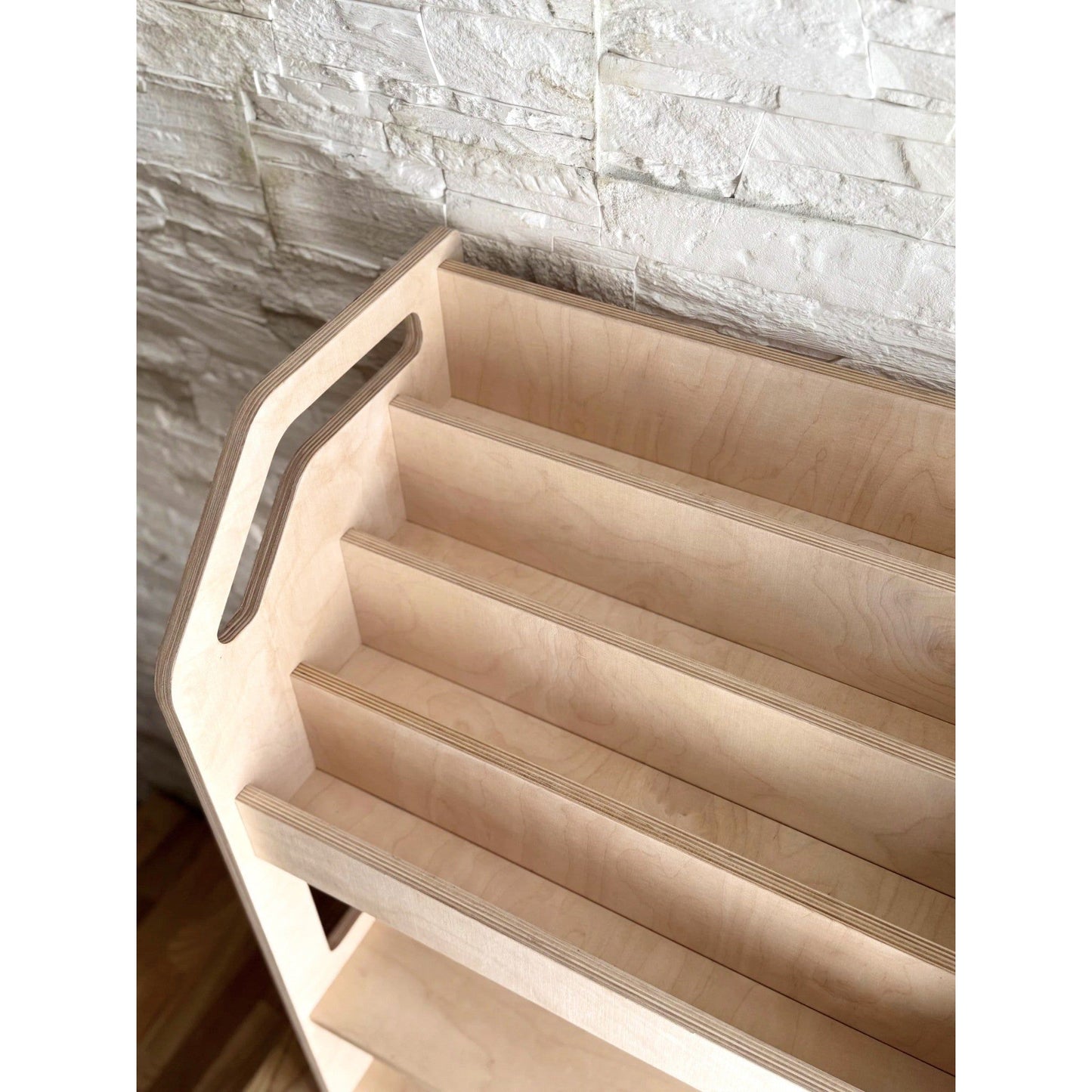 Montessori Wooden Book Display with Storage Shelf For Kids