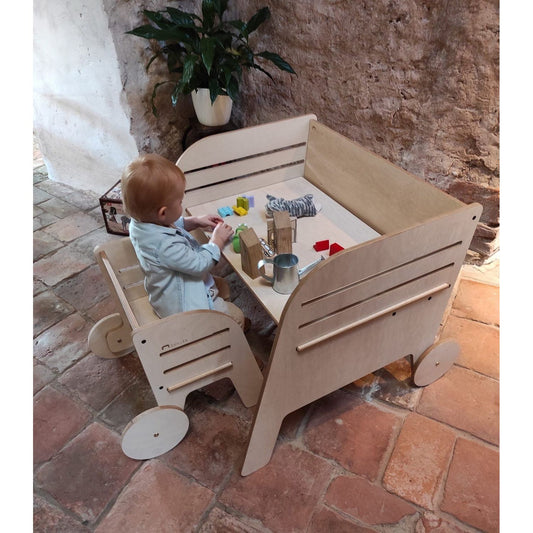Montessori Table and Chair Set - Wagon Wheel