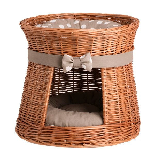 Natural Wicker Cat House Rosie With Cushions