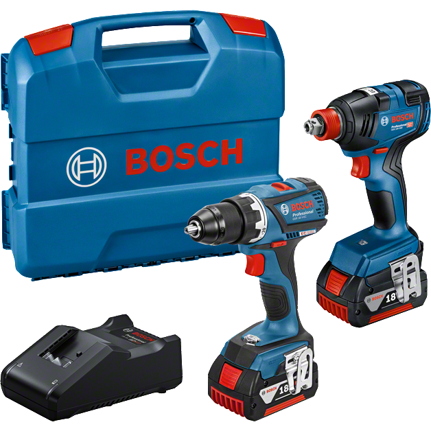 Akkukonesarja Bosch GDX 18V-200 + GSR 18V-EC 2X5.0