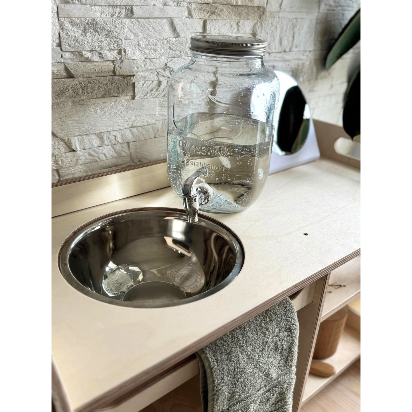 Montessori Wooden Washbasin With Storage for Kids - Large