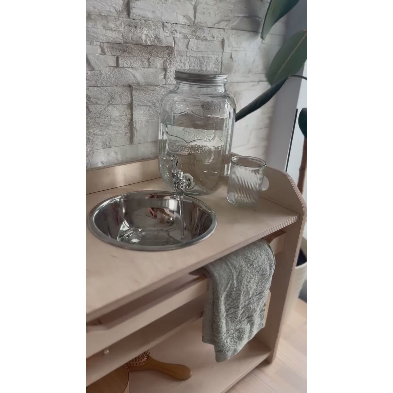 Montessori Wooden Washbasin With Storage for Kids - Small