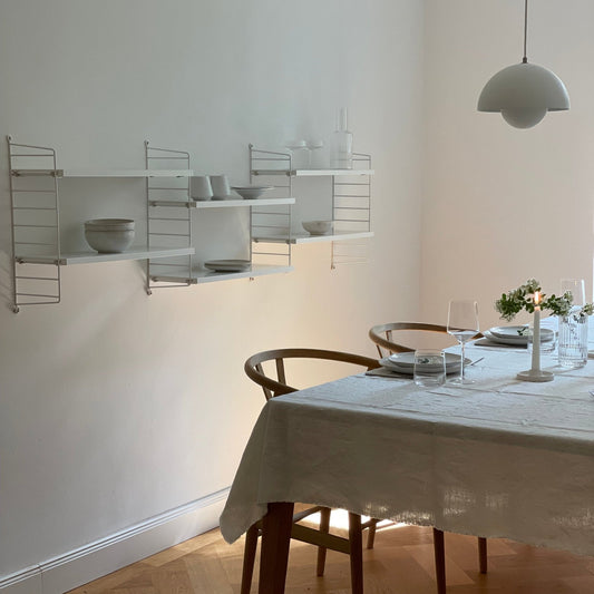 Suorakaiteen muotoinen Pellavapöytäliina hapsuilla - Valkoinen